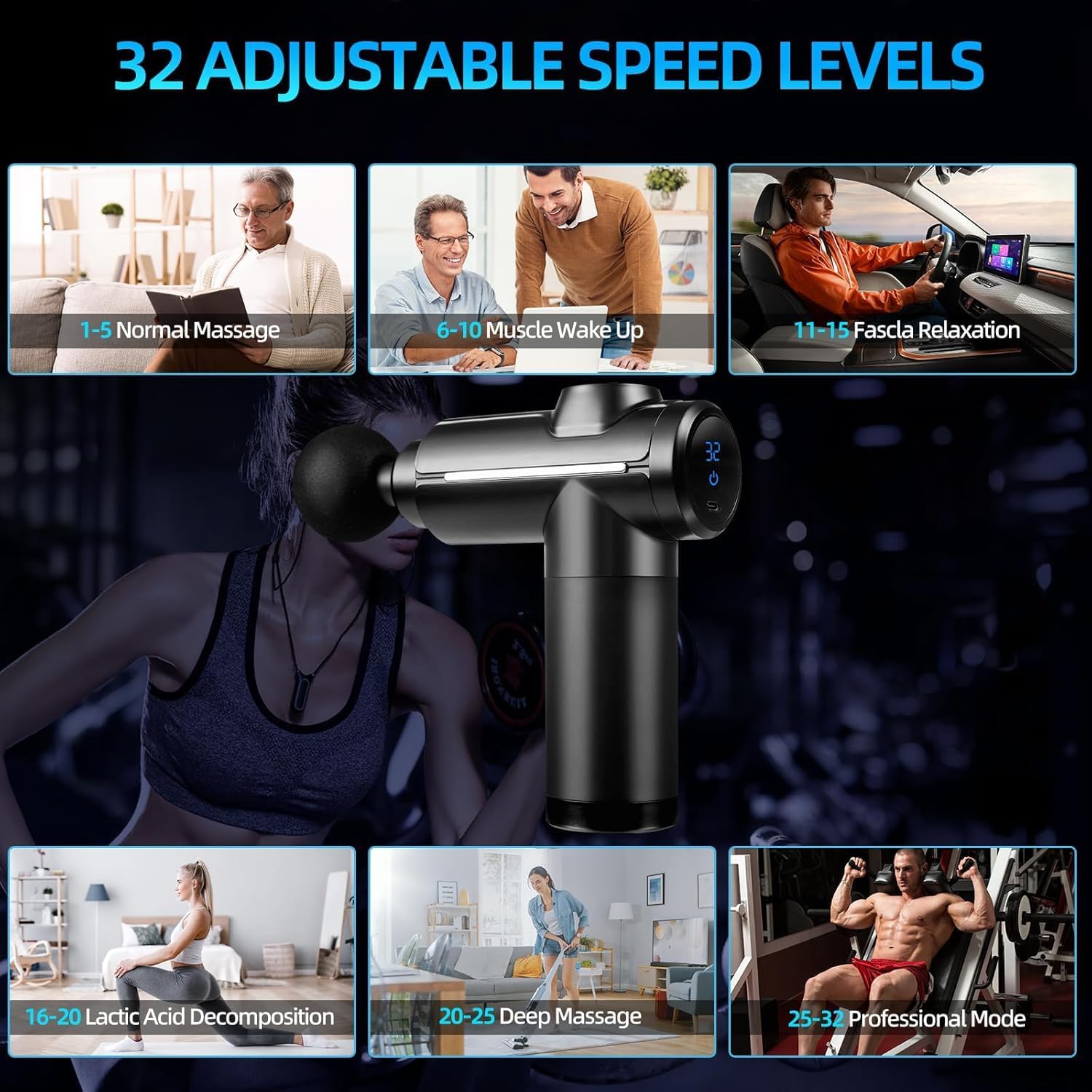 مسدس تدليك للأنسجة العميقة، 32 - مراجعة Massage Gun Percussion Deep Tissue وسعره